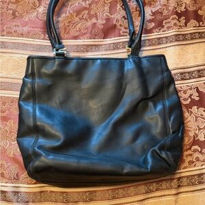 Liz Claiborne Black Leather Tote Bag